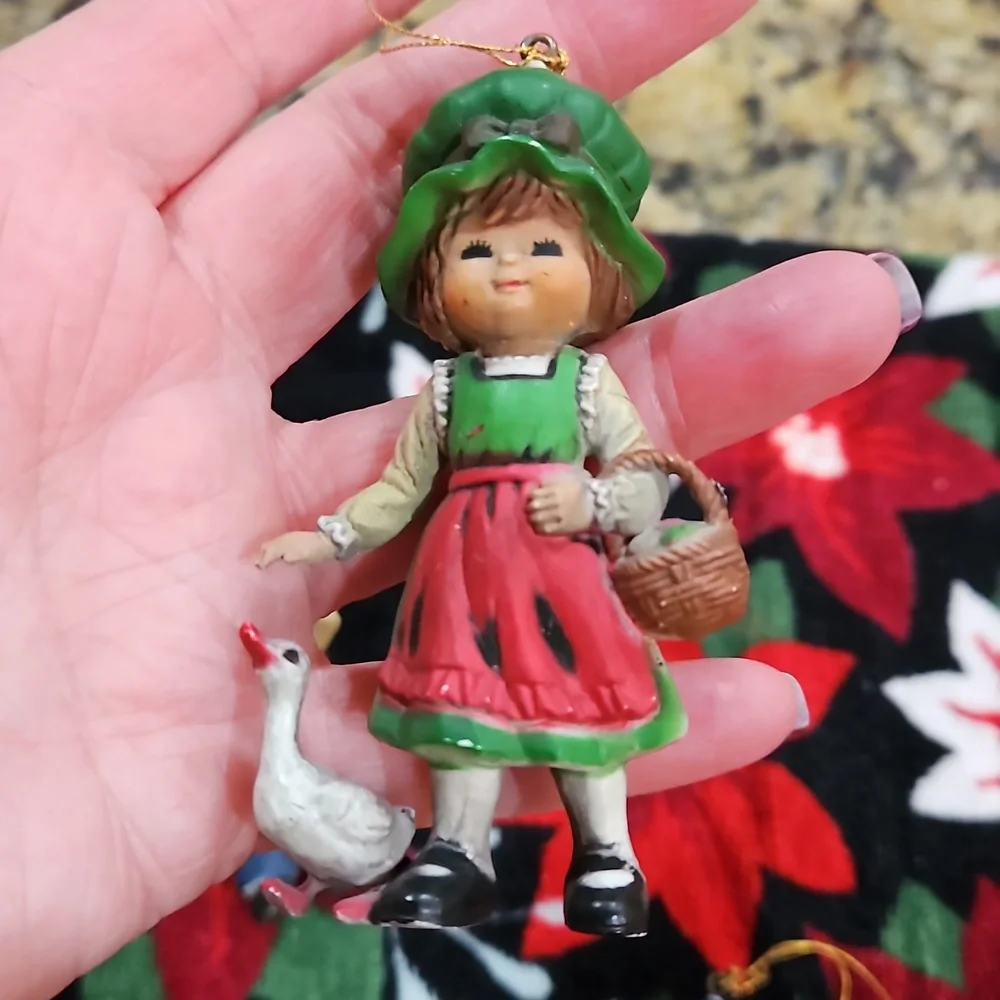 🎄Rare‎ BRADFORD JAPAN VINTAGE SET 5 HARD PLASTIC ORNAMENTS 1970S
